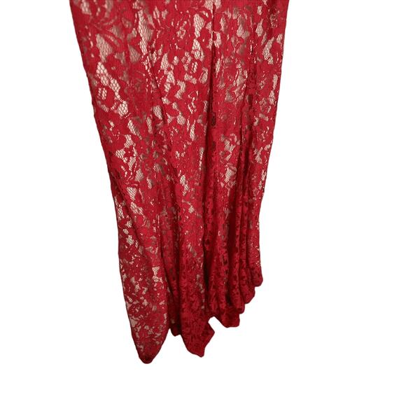 AIDAN MATTOX Red lace Plunging V-Neck open back Gown Size 6 - Picture 16 of 16